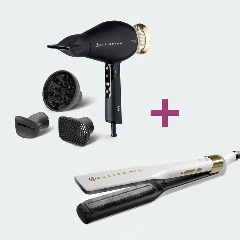 Kit asciugacapelli professionale con accessori Creativity 4 You® e piastra a vapore professionale Steam Elixir®